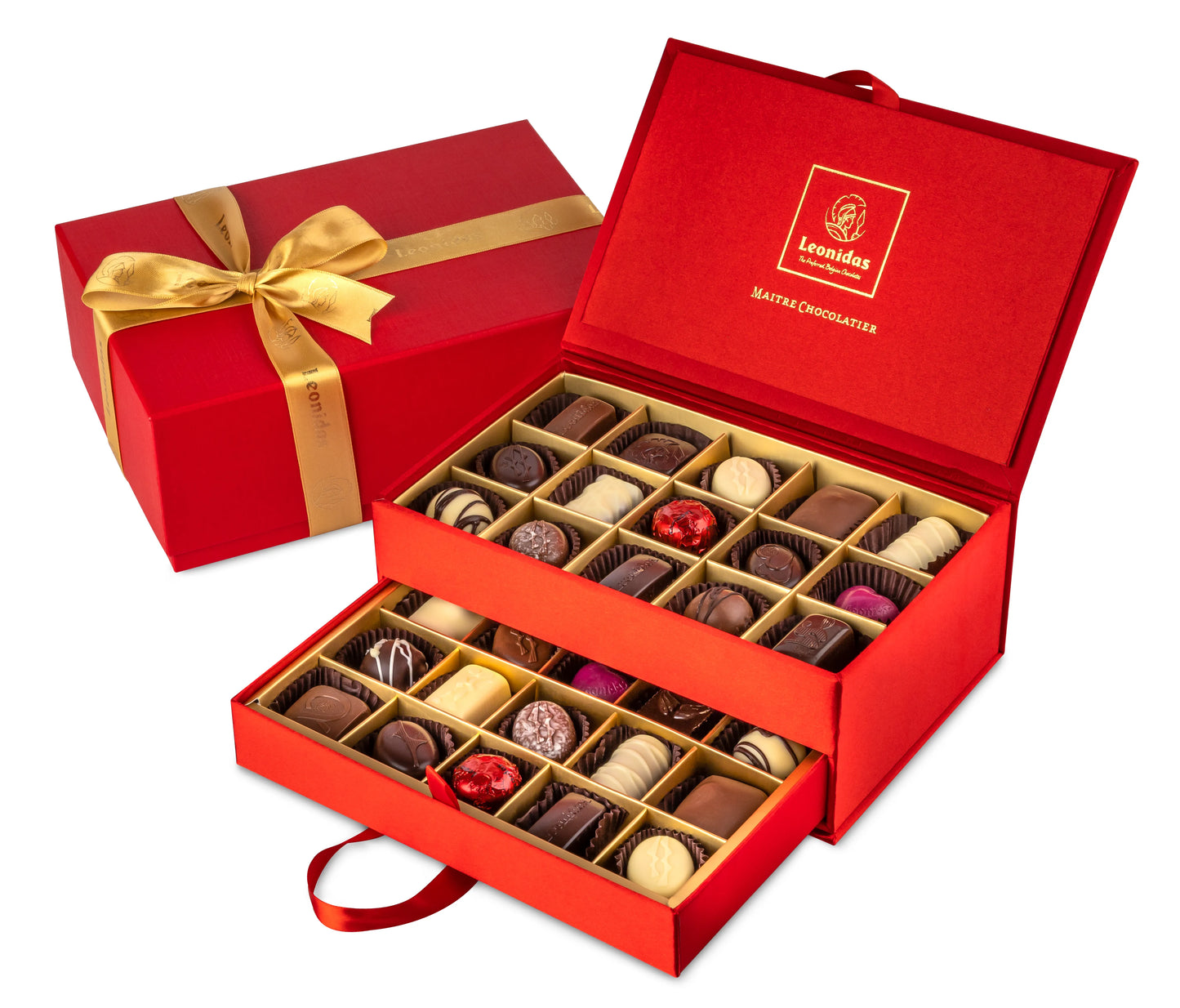 Луксозна Двуетажна Кутия Бижу (30бр.) - Червена