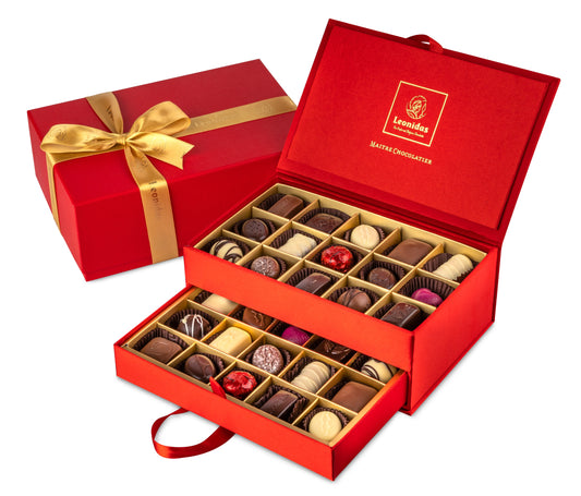 Луксозна Двуетажна Кутия Бижу (30бр.) - Червена